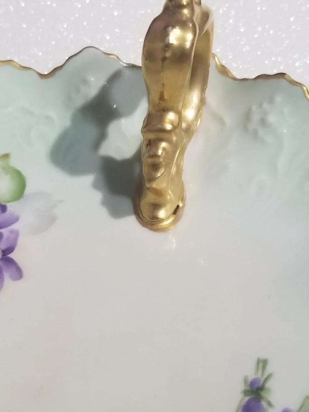 Antique MZ Austria Moritz Zdekauer Violet Floral Porcelain Candy Dish * READ*